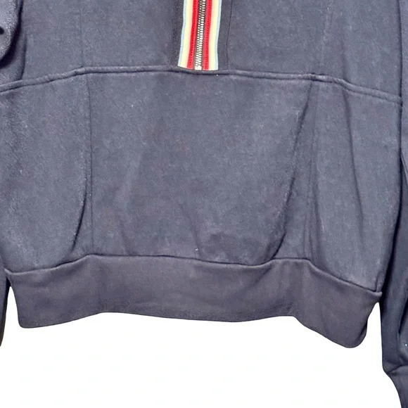 Evereve Chelsea Half Zip Long Sleeve Navy Blue Rainbow Zip Sweatshirt Small - Picture 7 of 14